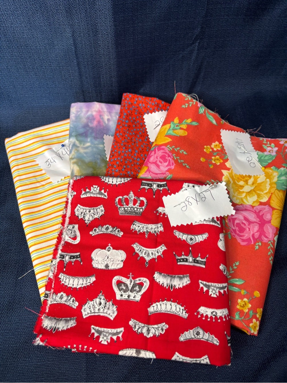 Fabric Bundle - Red Crown Print and Assorted Patterns